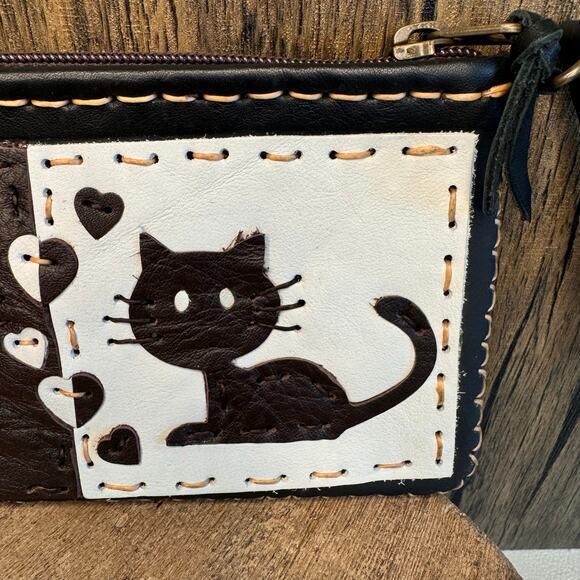 Genuine Leather Wallet Wristlet Cat Purse Card Holder NEW FAST SHIP - Picture 5 of 7